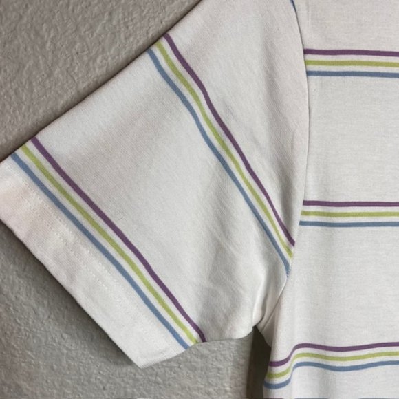 NEW Denim & Flower Men's Sz Medium Retro Stripe Crewneck 100% Cotton T-Shirt - Picture 4 of 11